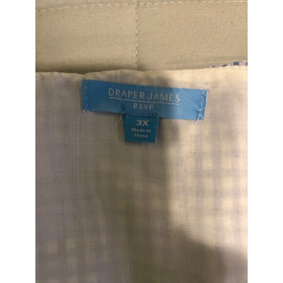 Draper James RSVP 3X Blue Gingham Ruffle V-Neck Belted Fit & Flare Dress Puff Sl - Picture 5 of 14